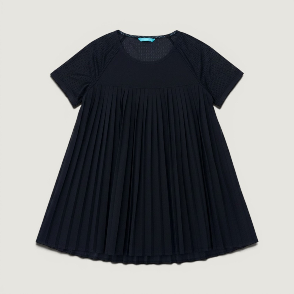 Ivivva Pleated Short Sleeve Top Kids Size 14 Black Excellent Mesh Performance